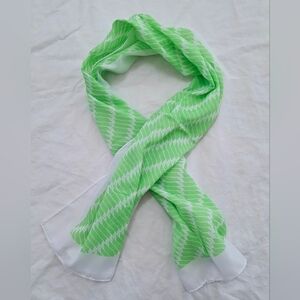 Brand New Vintage 1970's Robinson Golluber Oblong Twilly Scarf Green White
